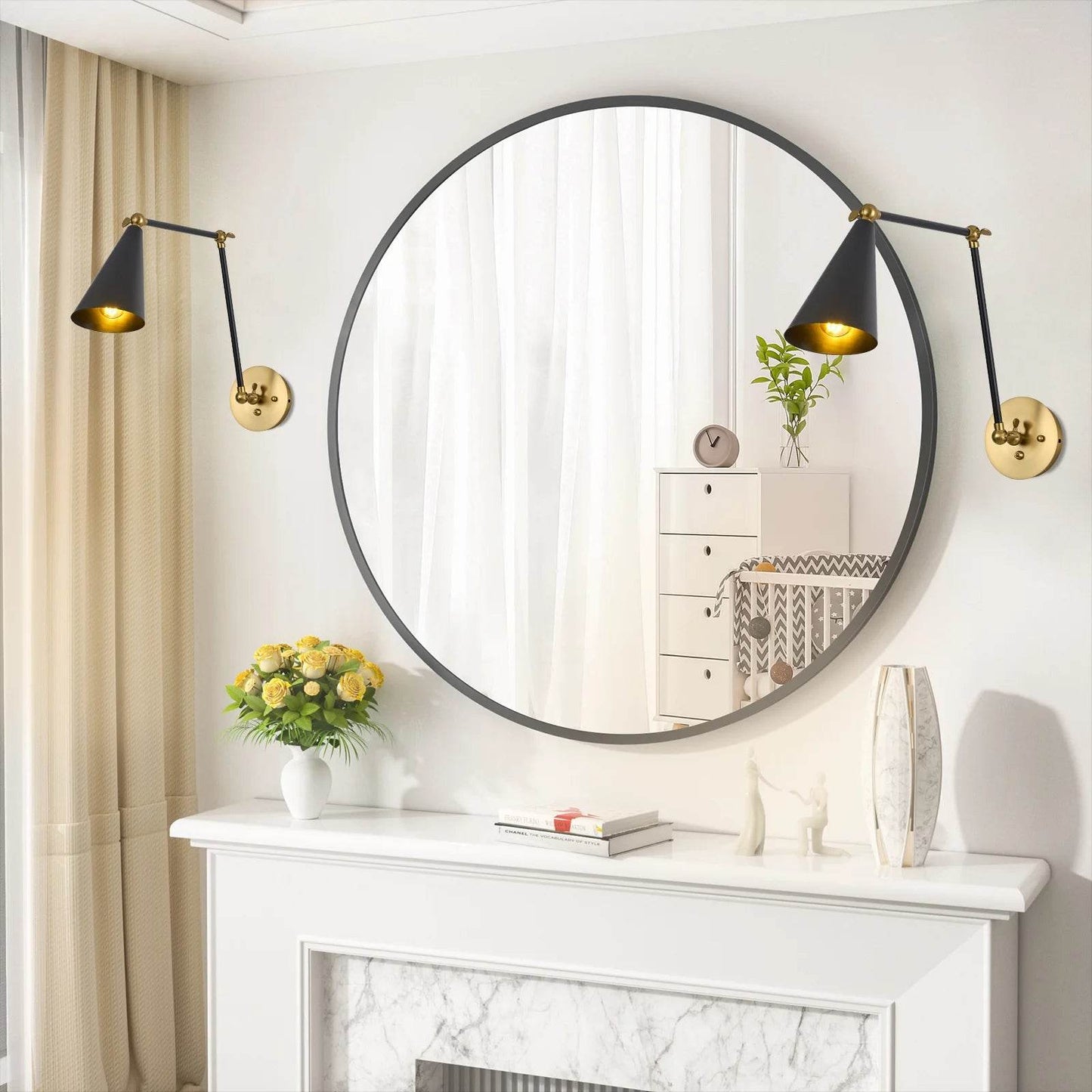 Swing Arm Wall Sconces Modern Wall Lamps Adjustable Matte Black Wall Sconce Light with Mounted Light Fixtures - Loft&Timber