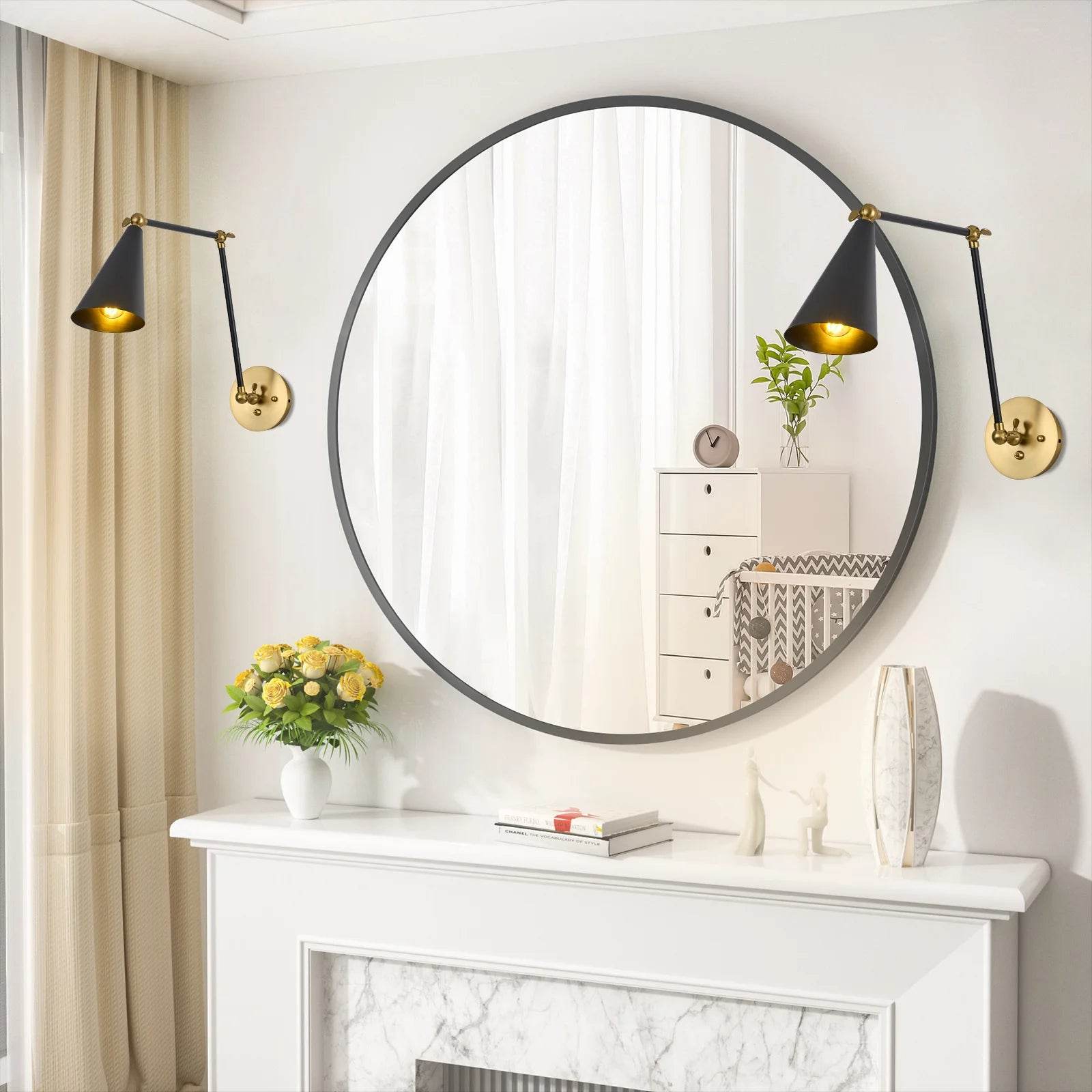 Swing Arm Wall Sconces Modern Wall Lamps Adjustable Matte Black Wall Sconce Light with Mounted Light Fixtures - Loft&Timber