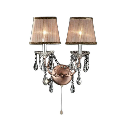 HMS Dual Light Hanging Wall Sconce Silver and Pink Faux Crystal Wall Lamps - Loft&Timber