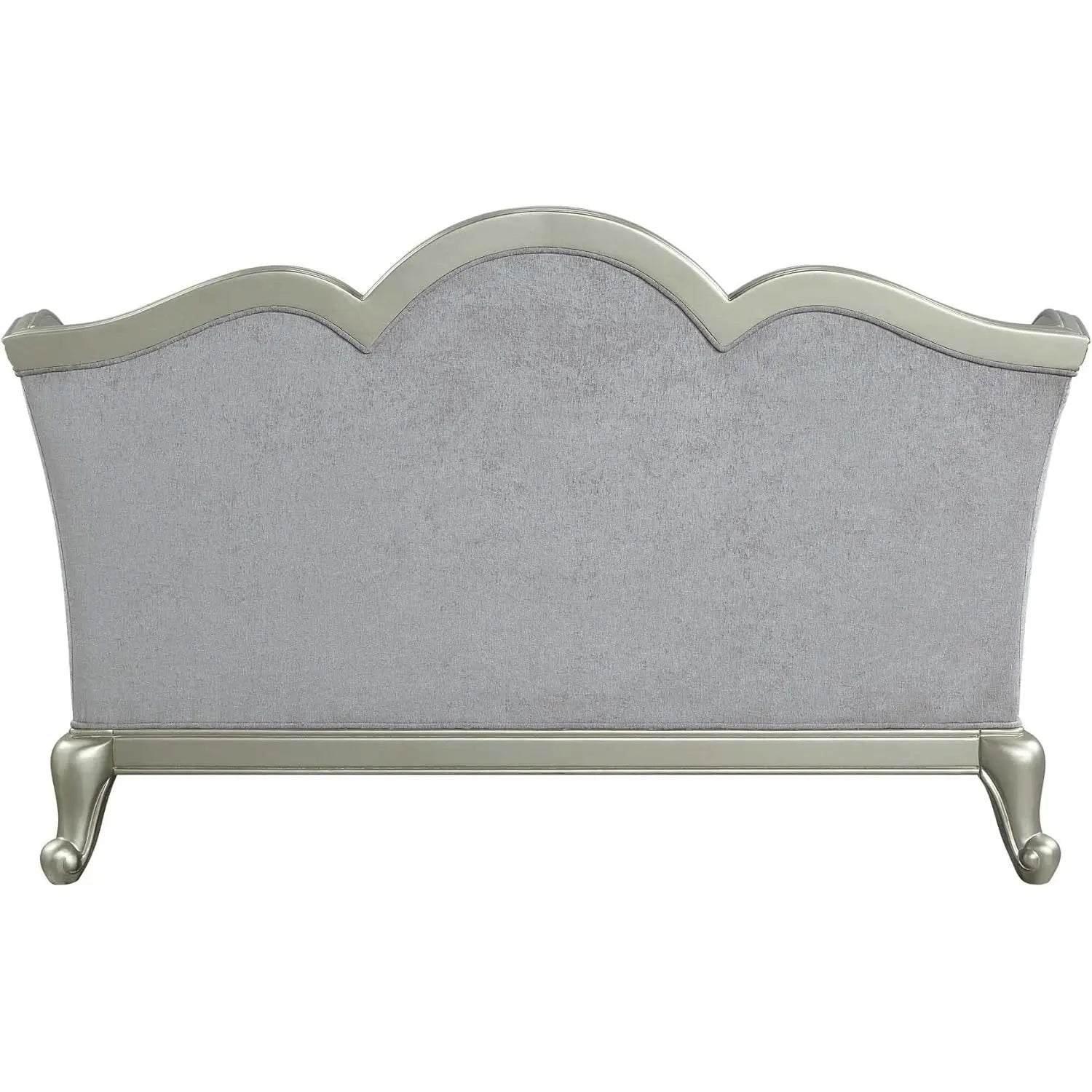 HMS 66" Light Gray and Champagne Damask Loveseat and Toss Pillows - Loft&Timber