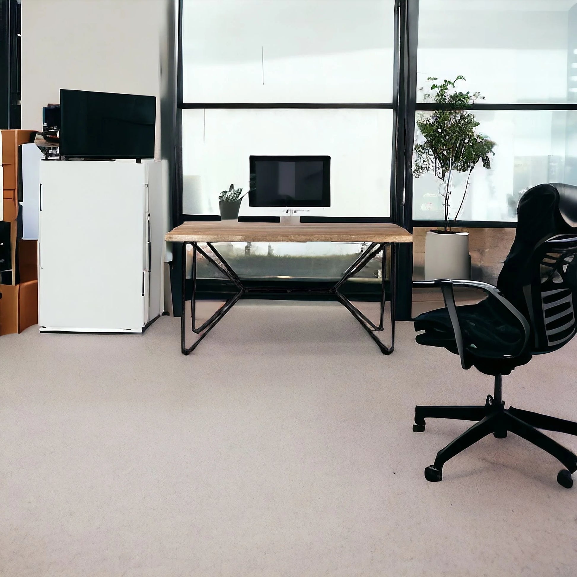 HMS 26" Brown and Black Melamine Wood Desk - Loft&Timber