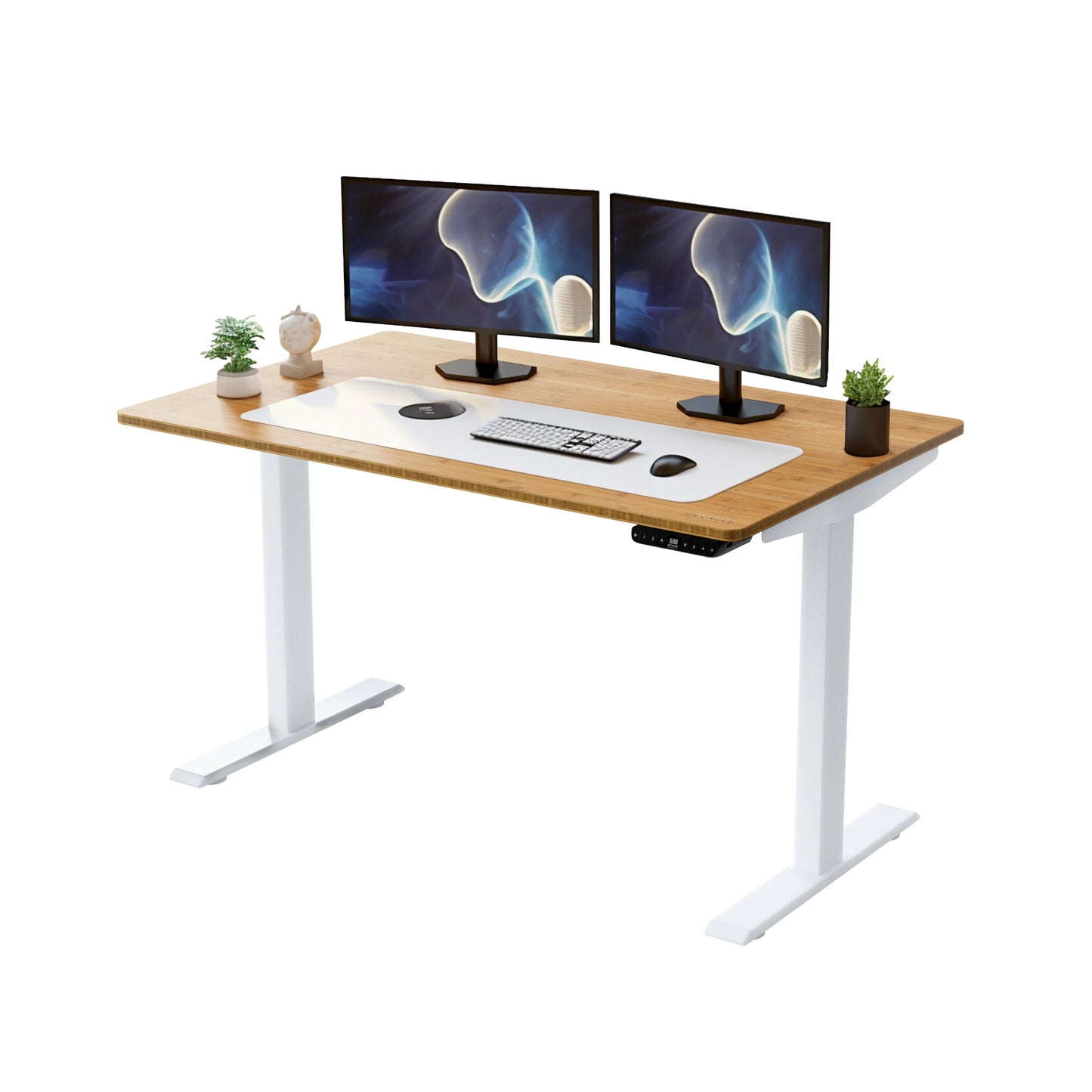 HMS 30" Adjustable Brown and White Stainless Steel Computer Desk - Loft&Timber