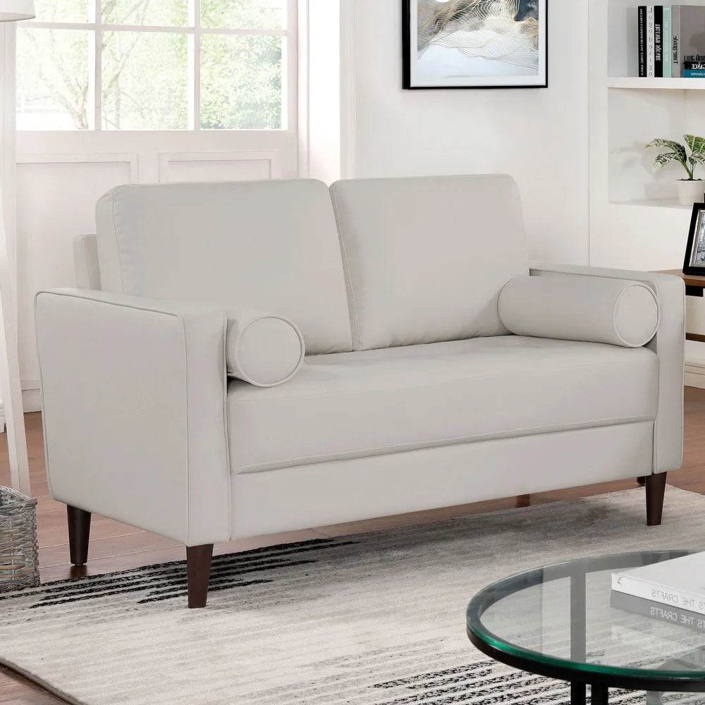 Contemporary Style Loveseat Leatherette Upholstered with Pillows - Loft&Timber