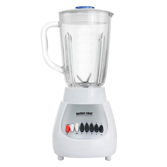 Better Chef 10-Speed 350 Watt 42 Ounce Glass Jar Blender in White/Silver - Loft&Timber