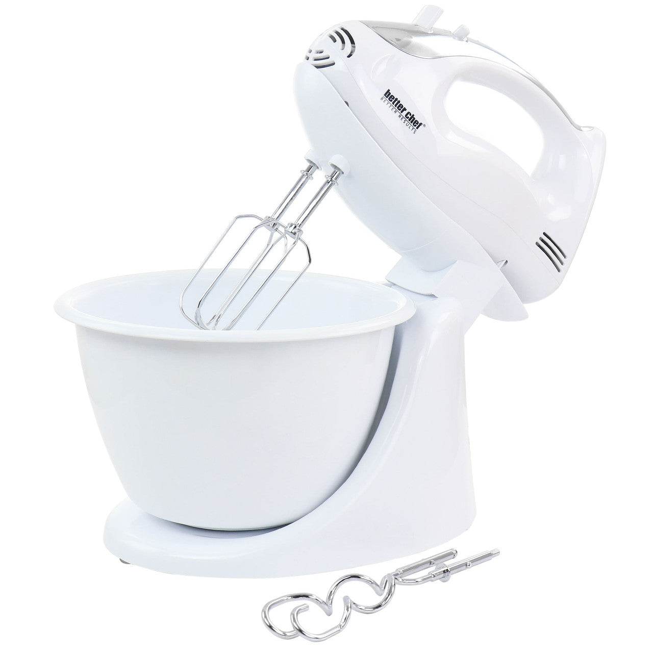 Better Chef 200 Watt Stand/Hand Mixer in White with Mixing Bowl - Loft&Timber