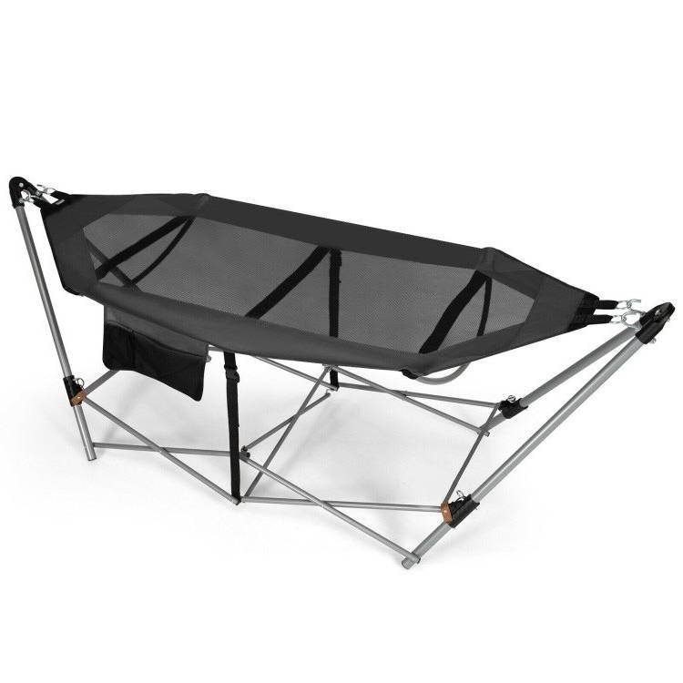 Grey Portable Camping Foldable Hammock with Stand and Carry Case - Loft&Timber