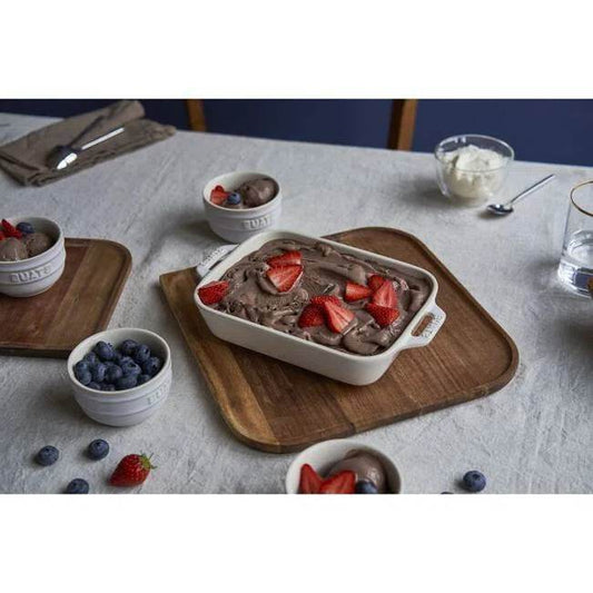 2 Piece Ceramic Stoneware Baking Dish Set in Ivory Cream Beige - Loft&Timber