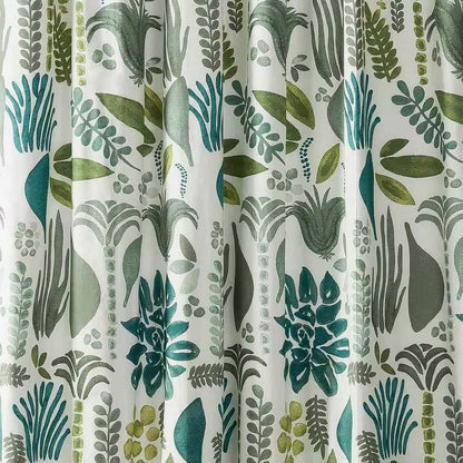 72 x 72 inch Cotton Poly Shower Curtain with Garden Leaves Herb Floral Pattern - Loft&Timber