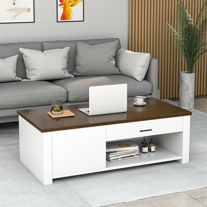 Modern Coffee Table with Front Back Drawers and Compartments for Living Room-1