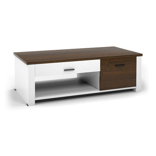 Modern Coffee Table with Front Back Drawers and Compartments for Living Room-0