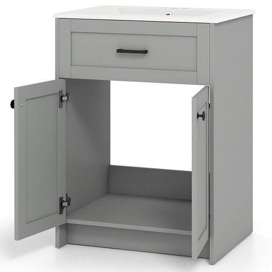 Bathroom Vanity Unit with Basin and 2 Doors-Gray - Loft&Timber