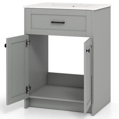 Bathroom Vanity Unit with Basin and 2 Doors-Gray - Loft&Timber