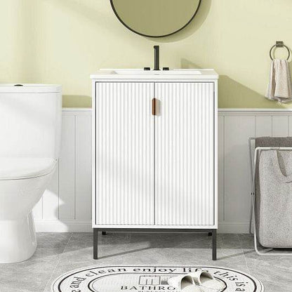 24 Inch Bathroom Vanity with Sink Combo and Adjustable Shelf-White - Loft&Timber