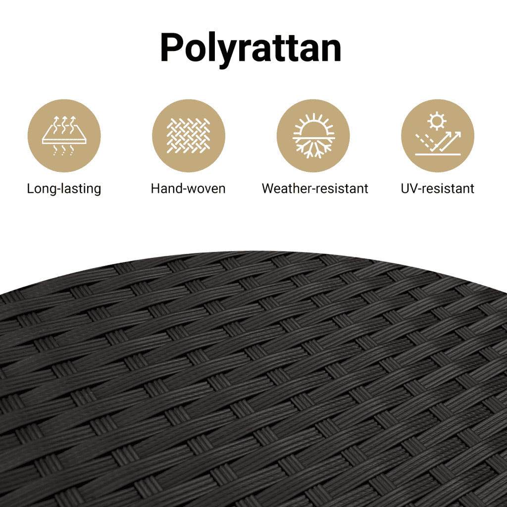 VidaXL 7 Piece Patio Sofa Set with Cushions Black Poly Rattan - Loft&Timber