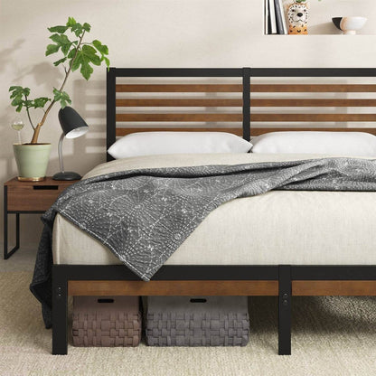King Size Eco Friendly Bamboo Metal Platform Bed Frame - Loft&Timber