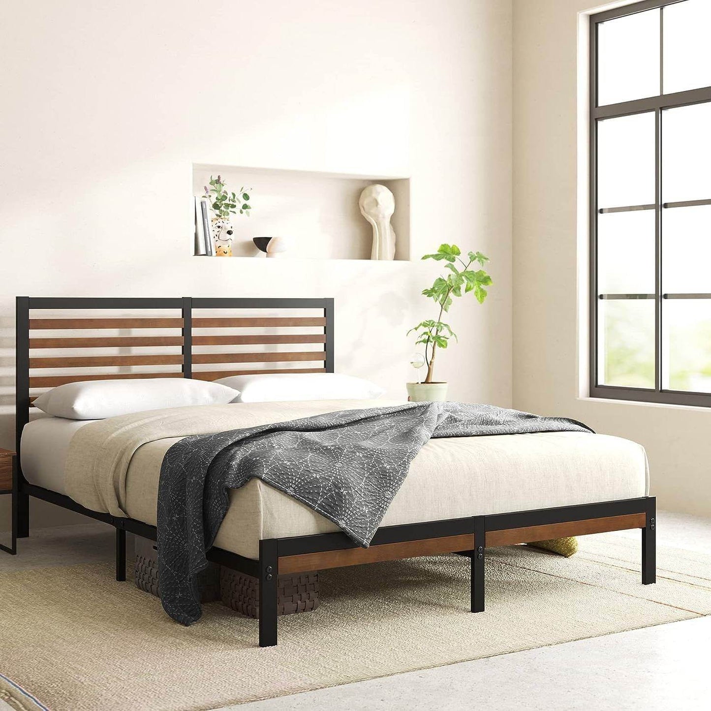 King Size Eco Friendly Bamboo Metal Platform Bed Frame - Loft&Timber