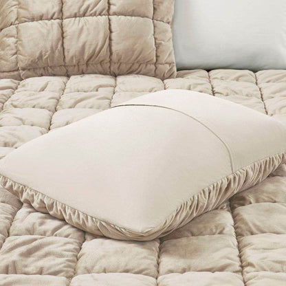 Full/Queen Beige Velvety Soft Down Alternative Comforter Set - Loft&Timber