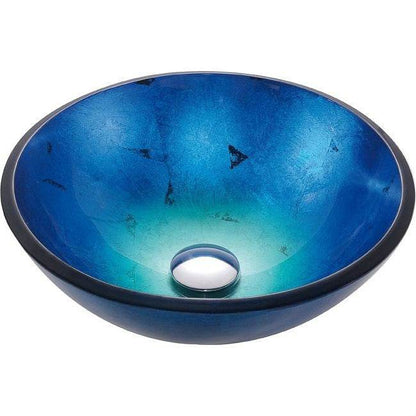 Round Blue Tempered Glass Vessel Bathroom Sink - Loft&Timber