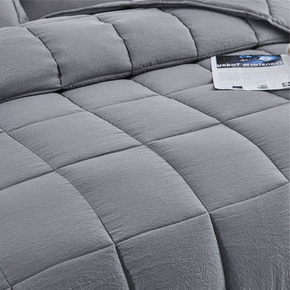 King Size Grey 3 Piece Microfiber Reversible Comforter Set - Loft&Timber