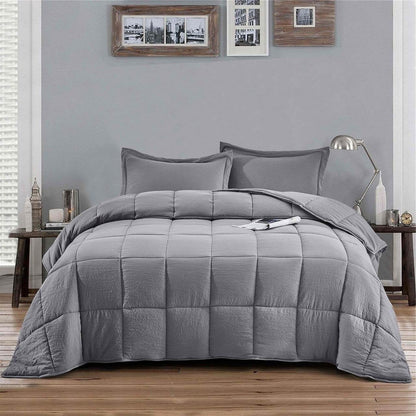 King Size Grey 3 Piece Microfiber Reversible Comforter Set - Loft&Timber