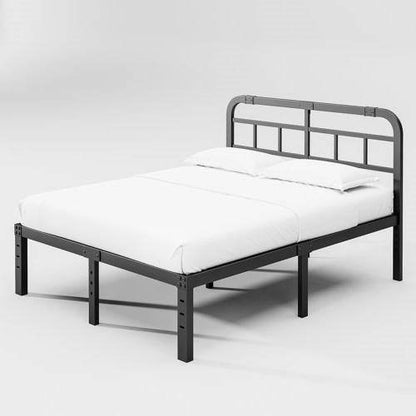 King Size Heavy Duty Black Metal Platform Bed Frame with Headboard - Loft&Timber