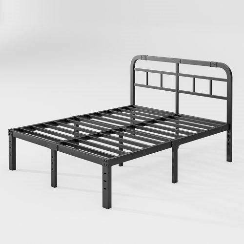 King Size Heavy Duty Black Metal Platform Bed Frame with Headboard - Loft&Timber