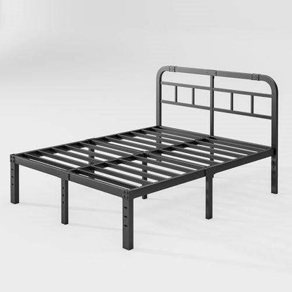 King Size Heavy Duty Black Metal Platform Bed Frame with Headboard - Loft&Timber