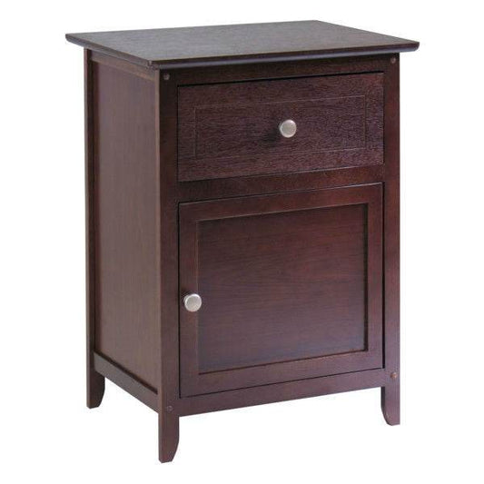 Antique Walnut Wood Finish 1-Drawer Bedroom Nightstand End Table Cabinet - Loft&Timber
