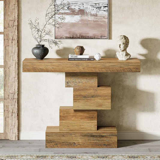 Modern Farmhouse 42-inch Entryway Accent Sofa Table in Light Brown Wood Finish - Loft&Timber