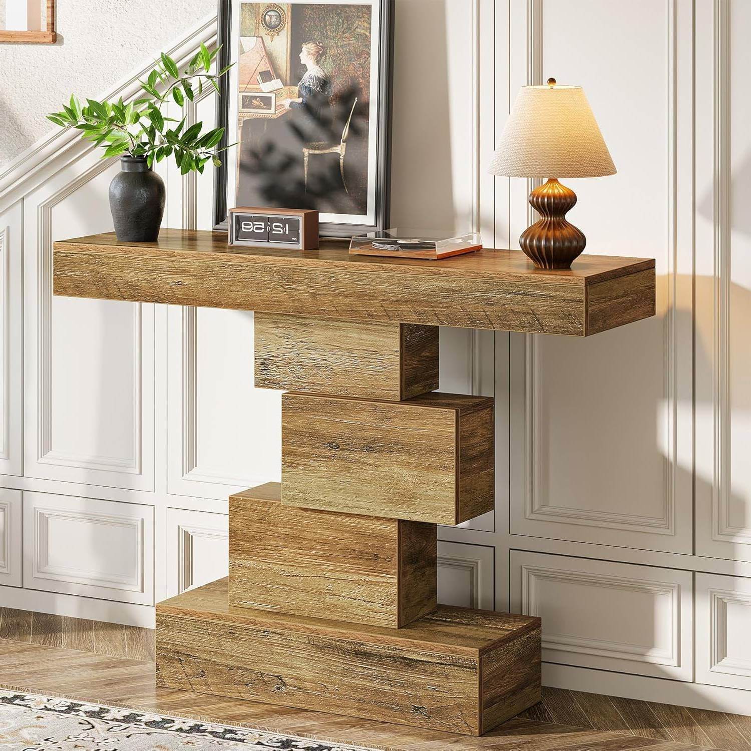 Modern Farmhouse 42-inch Entryway Accent Sofa Table in Light Brown Wood Finish - Loft&Timber