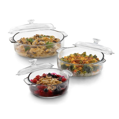 6-Piece Glass Bakeware Casserole Baking Dish Set - Dishwasher and Oven Safe - Loft&Timber