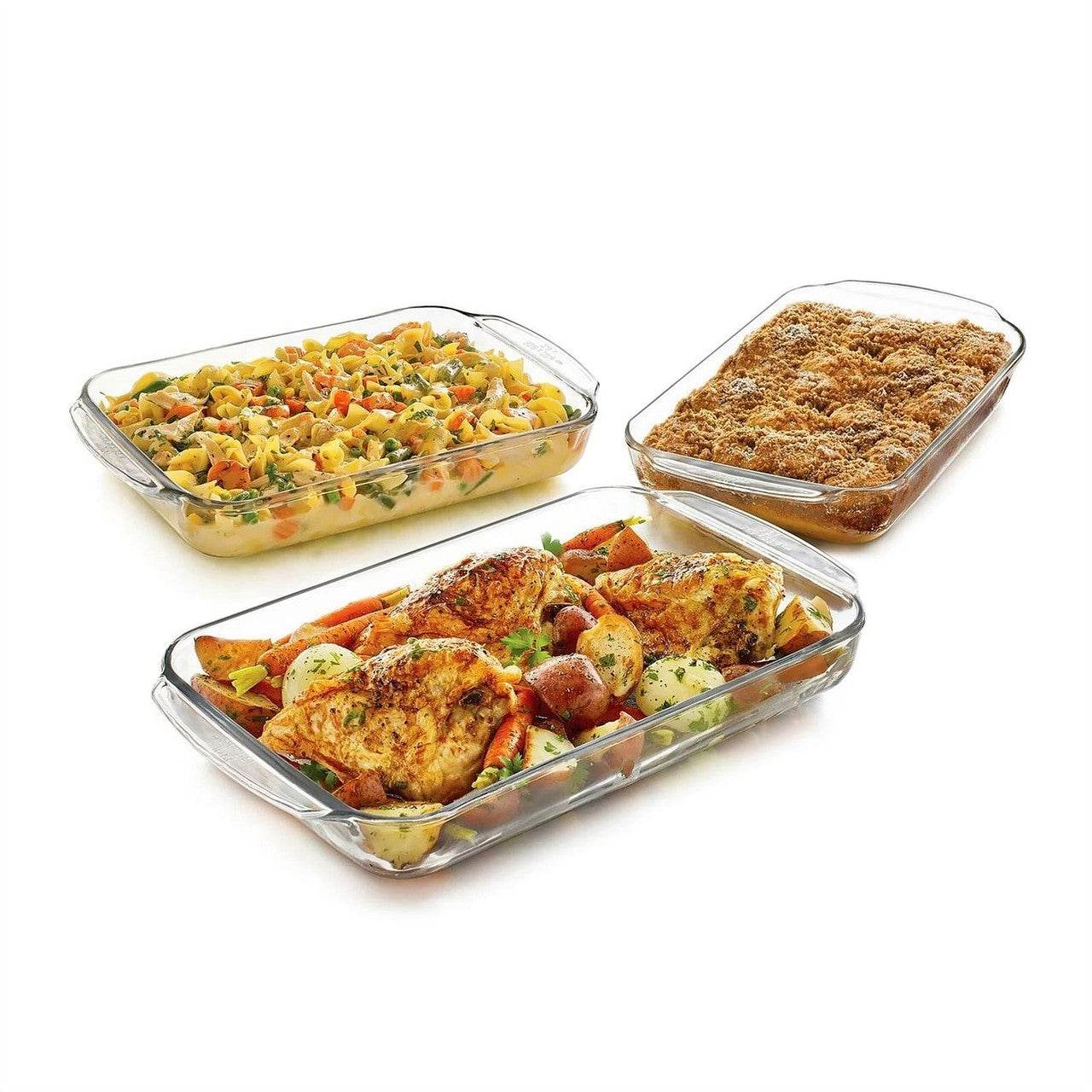 Glass 3-Piece Bakeware Oven Safe Casserole Baking Dish Set - Dishwasher Safe - Loft&Timber