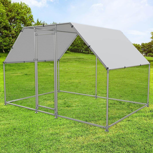 10-Ft x 6.5-Ft Outdoor Walk-in Metal Chicken Coop with Water-Resistant Cover - Loft&Timber