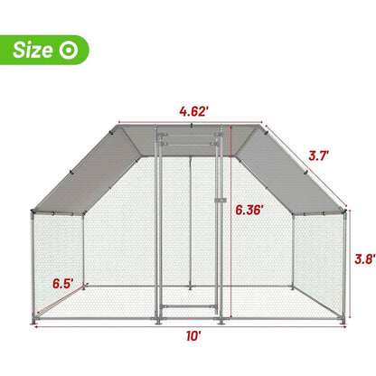 10-Ft x 6.5-Ft Outdoor Walk-in Metal Chicken Coop with Water-Resistant Cover - Loft&Timber