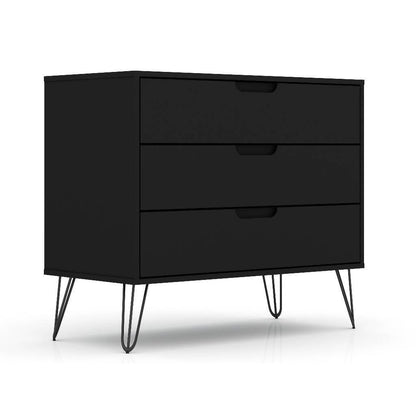 Modern Scandinavian Style Bedroom 3-Drawer Dresser in Black Wood Finish - Loft&Timber
