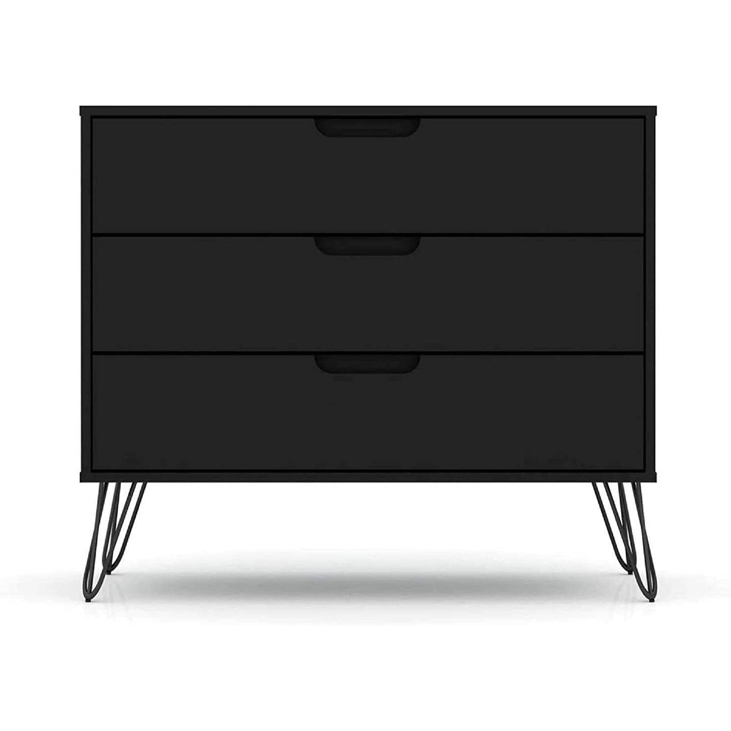 Modern Scandinavian Style Bedroom 3-Drawer Dresser in Black Wood Finish - Loft&Timber