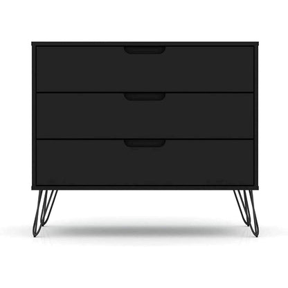 Modern Scandinavian Style Bedroom 3-Drawer Dresser in Black Wood Finish - Loft&Timber