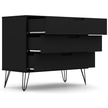 Modern Scandinavian Style Bedroom 3-Drawer Dresser in Black Wood Finish - Loft&Timber