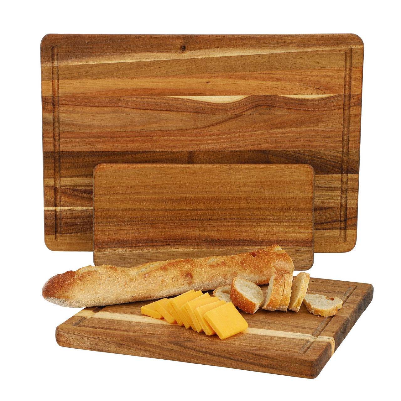 MegaChef 3 Piece Acacia Wood Cutting, Prep and Serving Boards - Loft&Timber