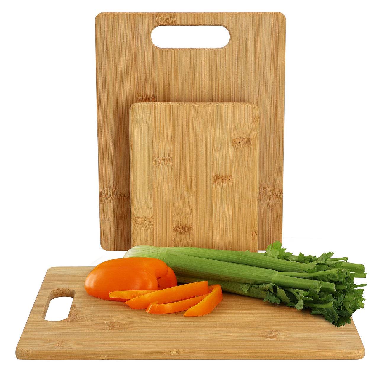 MegaChef 3 Piece 8 Inch, 11 Inch, and 13 Inch Bamboo Wood Cutting Board Set - Loft&Timber