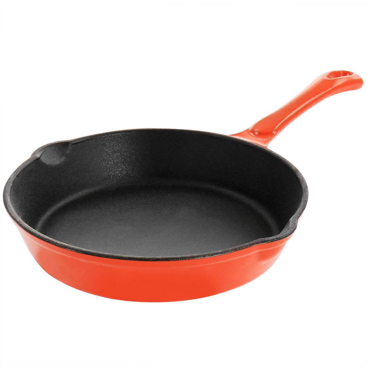 MegaChef Enameled Round 8 Inch PreSeasoned Cast Iron Frying Pan in Orange - Loft&Timber