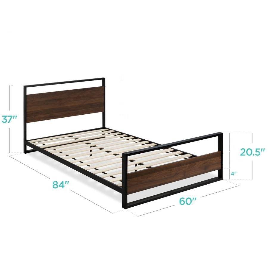 Modern FarmHome Queen Low Profile Metal Wood Platform Bed - Loft&Timber