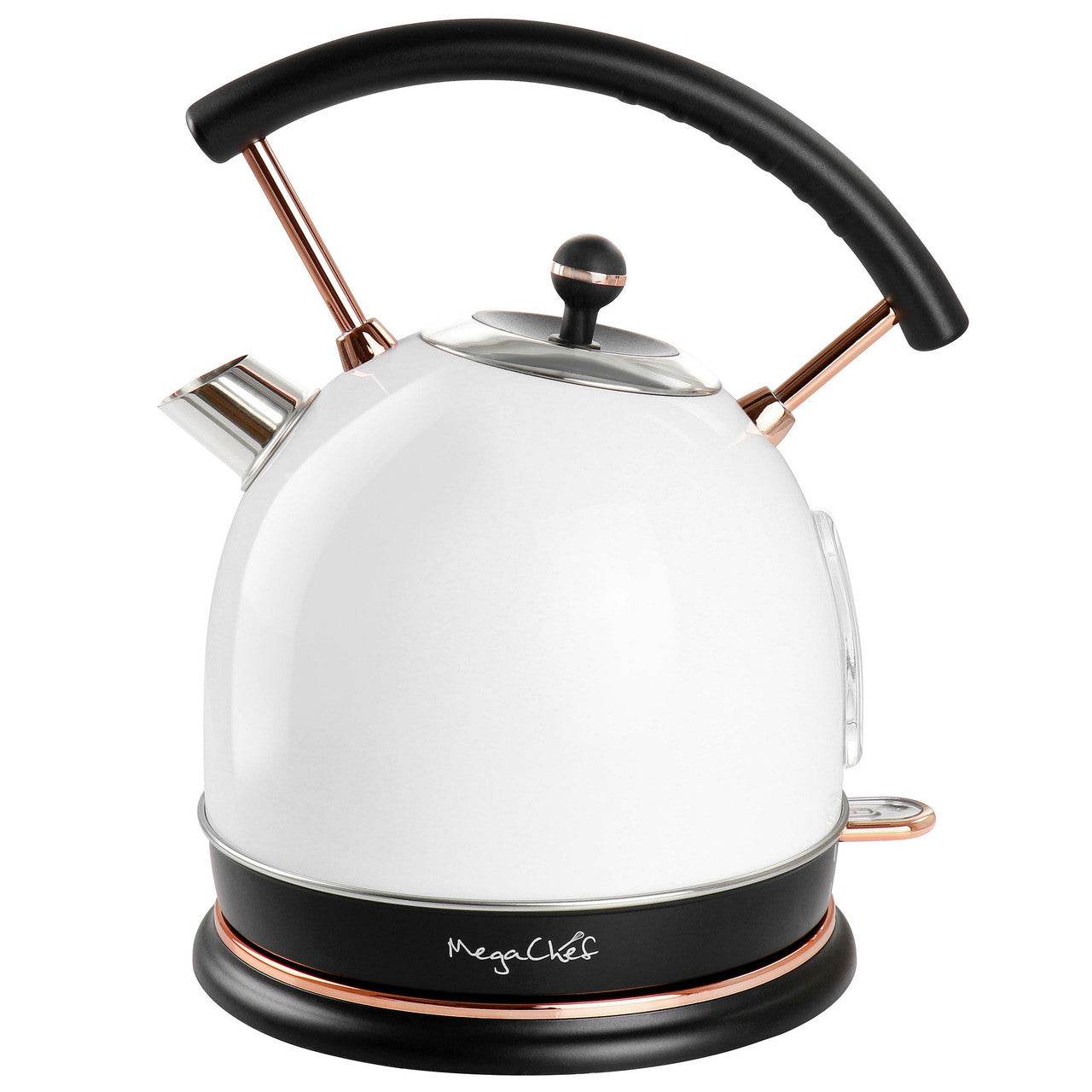 MegaChef 1.9 Quart Half Circle Electric Tea Kettle in White - Loft&Timber