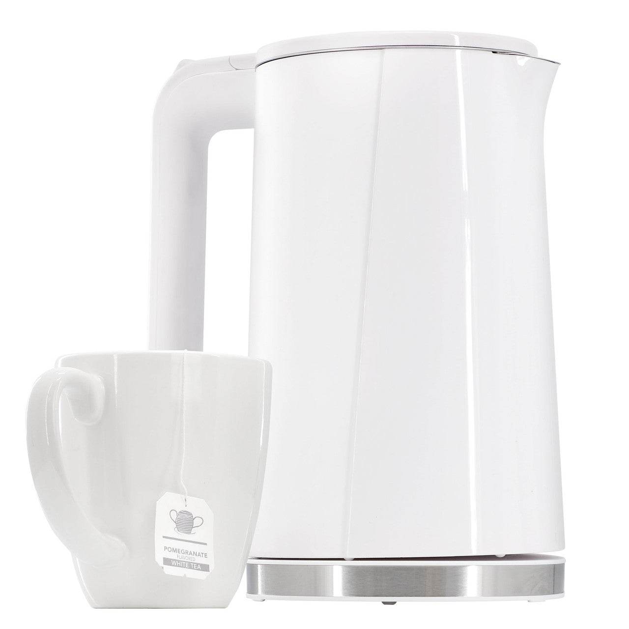 MegaChef 1.8 Quart Stainless Steel Electric Tea Kettle in White - Loft&Timber