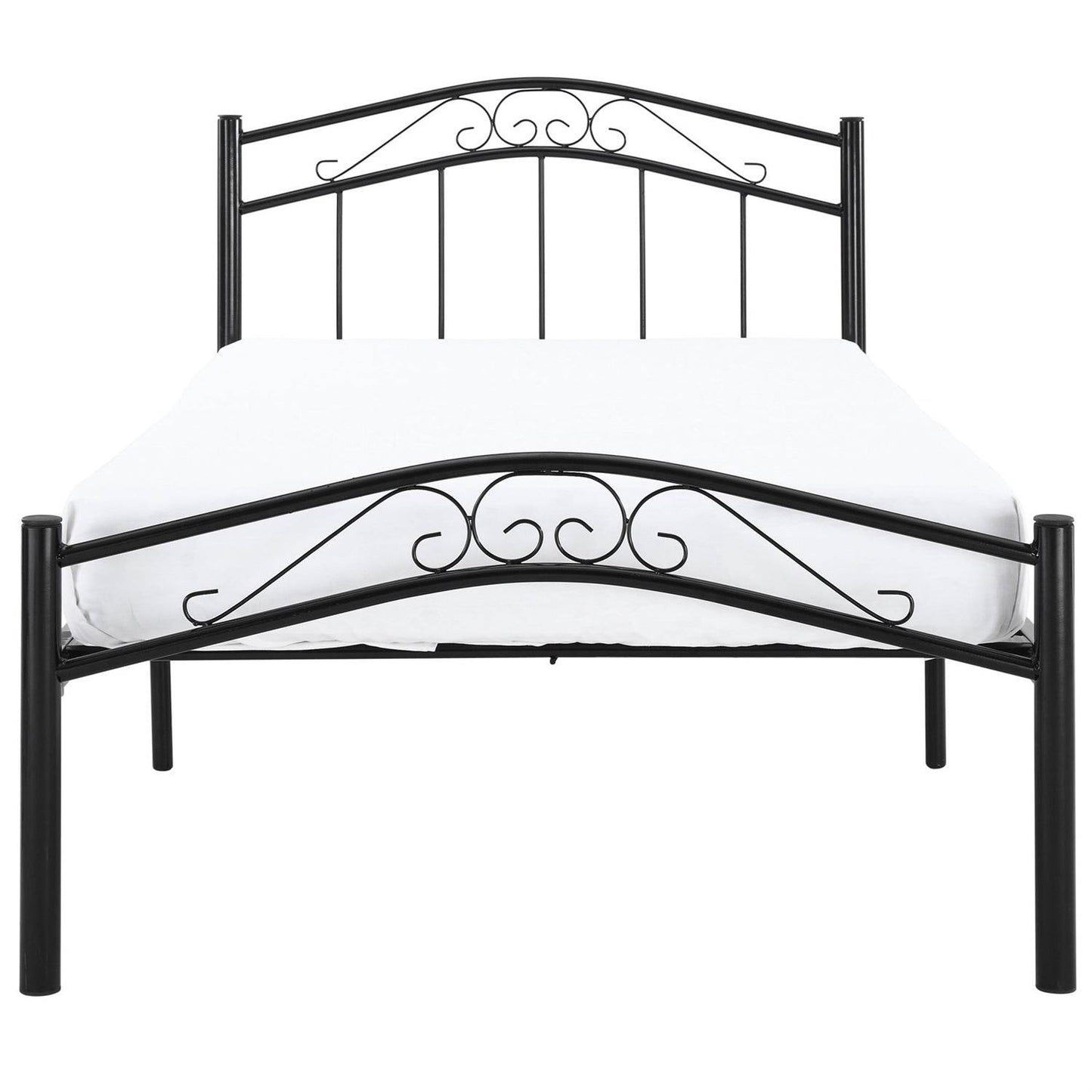 Twin size Black Metal Platform Bed with Headboard and Footboard - Loft&Timber