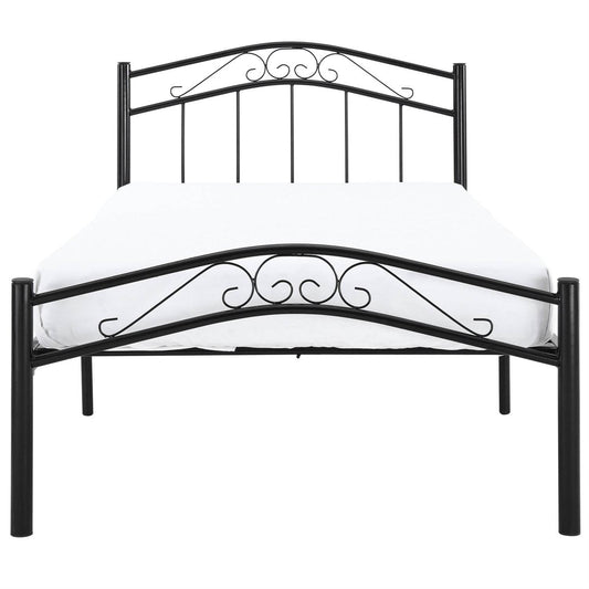 Twin size Black Metal Platform Bed with Headboard and Footboard - Loft&Timber