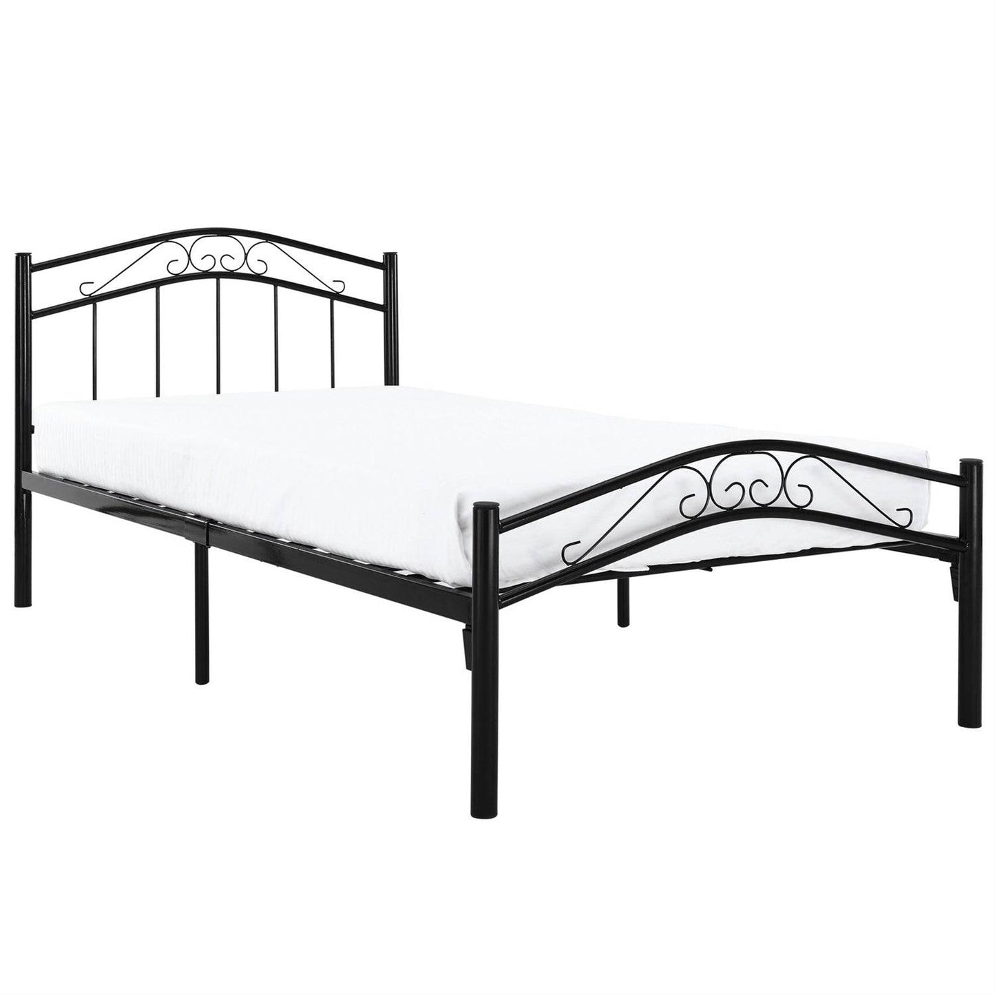 Twin size Black Metal Platform Bed with Headboard and Footboard - Loft&Timber