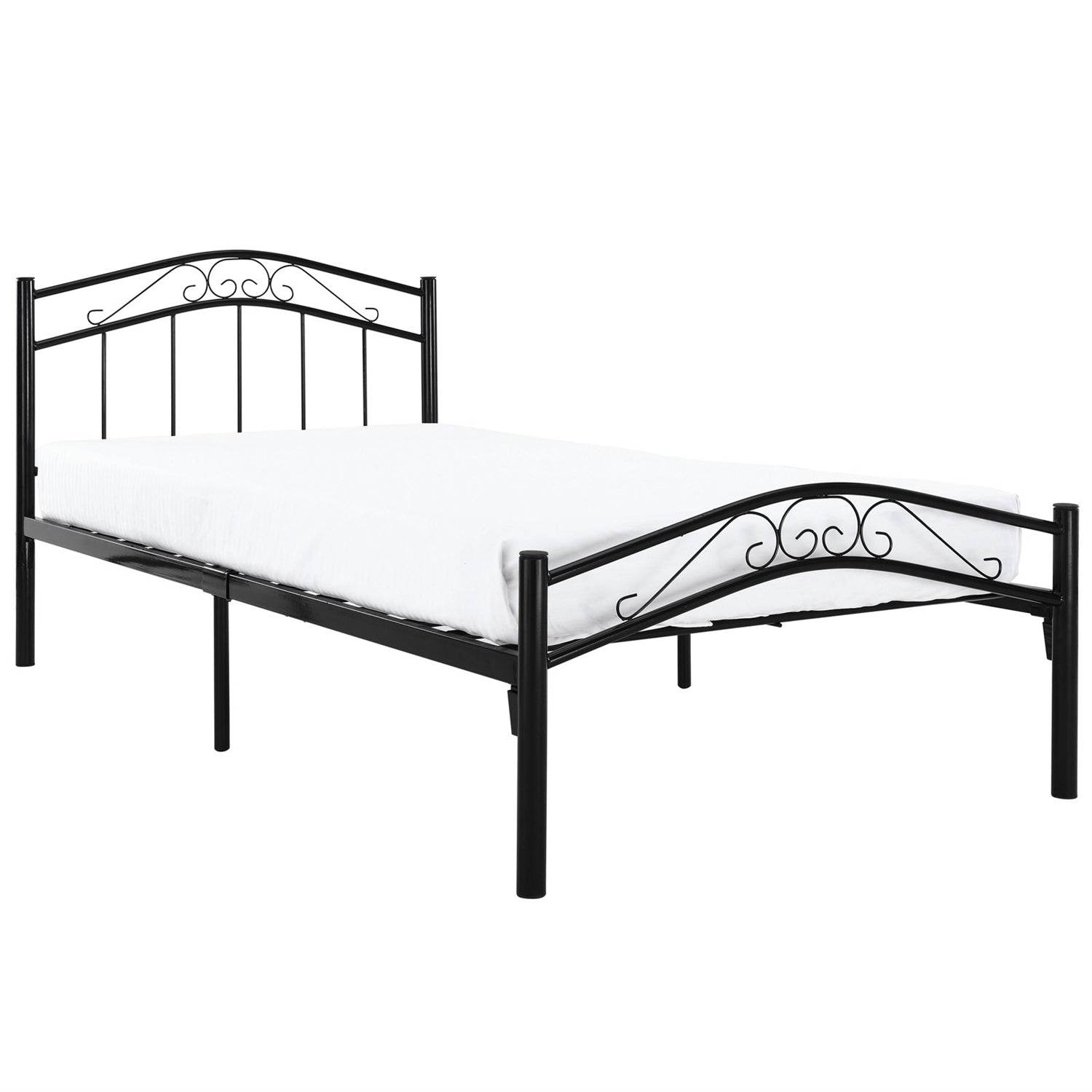Twin size Black Metal Platform Bed with Headboard and Footboard - Loft&Timber