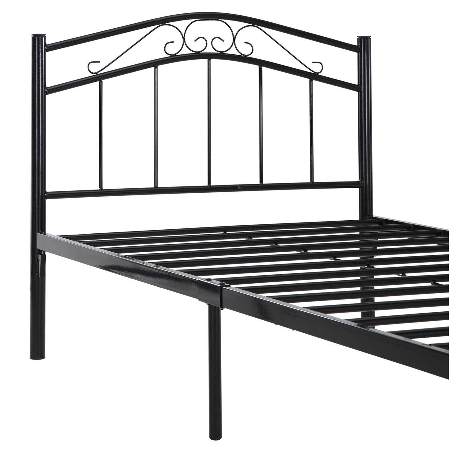 Twin size Black Metal Platform Bed with Headboard and Footboard - Loft&Timber