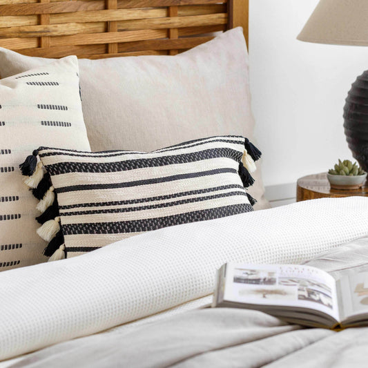 Munden Black White Striped Lumbar Pillow - Promo - Loft&Timber